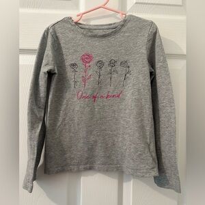 Gap Gray Long Sleeve Top with Floral Design
